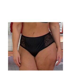 Breezies Hi-Cut Briefs w/ Lace Trim 3 Pack All Black 2X A640099 NEW